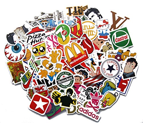 Stickerbomb Mega Mix aus 100 Retro- und Sponsoren- Sticker / Aufkleber