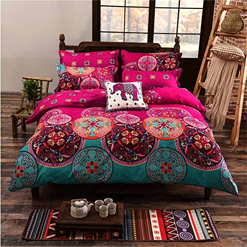 Boho Betten Set, Stillshine modernes elegantes 4 Stück Bohemian Exotic Style Lightweight Microfiber Bettwäsche-Set Bettwäsche Set, King Size, 220x240CM, Style #9