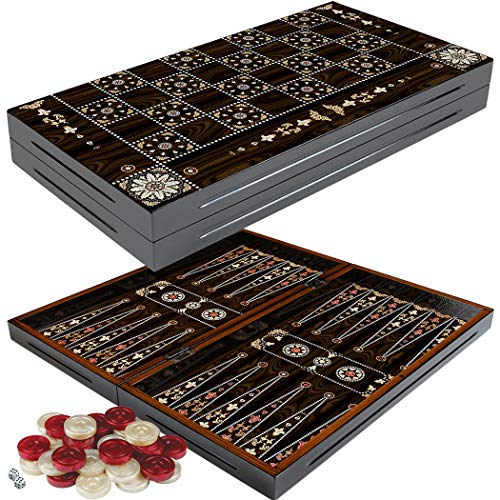 PrimoLiving Deluxe Holz Backgammon Set Granada im XXL Format 50x50 cm