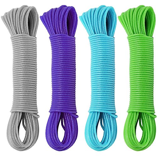 com-four 80 Meter Wäscheleine mit Stahldrahteinlage, Wäscheleine [Auswahl variiert] (04 Stück - Mix 1)