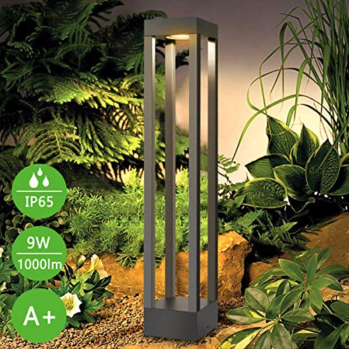 LED Garden Lamp Aussen，Led Wegeleuchten 9W 3000K 1000LM，Pollerleuchte IP65 86-265V Gartenleuchte，Schwarzer Anthrazit Gartenlampen Led，Einfahrt Leuchten，Geeignet für Gärten， Gänge, Garagen usw.