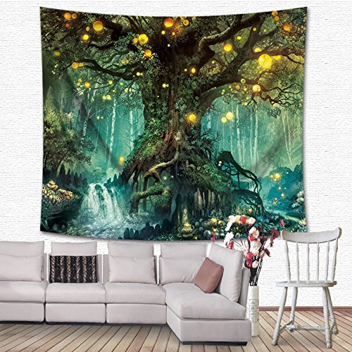 GuDoQi Tapisserie Dschungel Kreis Fantasy Malerei Tapisserie Wandteppich Wand Dekoration Home Decor Beach Blanket