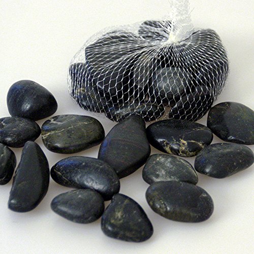 1,5 kg Flusskiesel Dekosteine schwarz poliert Kieselsteine als Streudeko oder Zierkiesel. Steine zum bemalen und beschriften als Tischdeko Hochzeit flache Steine abgepackt in 3 x 500g Netz