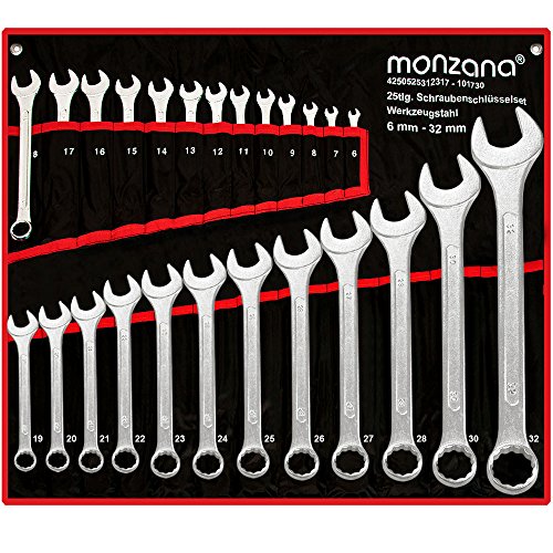 Schraubenschlüssel Set | Werkzeugstahl | inkl. Rolltasche | 25tlg. Werkzeug Set 6-32mm - 【Setauswahl】 - Ring Maulschlüssel Ringschlüssel Maulringschlüssel Ringschlüssel Schrauben Schlüssel