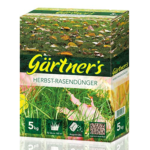 Gärtner's Herbstrasendünger 5 kg I Rasen düngen mit Extraportion Kalium I NPK Dünger Rasen und Gehölze I Organisch-Mineralischer Spezialdünger I NPK Dünger 5+5+10 I Für bis zu 160 m²