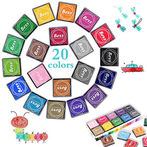 Funxim Stempelkissen Set, 2019 Neues Upgrade Stempelkissen fingerabdrücke Ungiftig Abwaschbar Stamp Pad für Leinwand Hochzeit, Papier Handwerk Stoff, Scrapbook, Geburtstag (20 Pack)