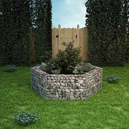 Festnight Gabionen Hochbeet Sechseckig 160 x 139 x 50 cm