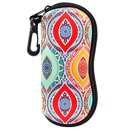 MoKo Brillenetui - [Ultra Lightweight] Neopren Reißverschluss Sonnenbrille Tasche mit Gürtelclip für Brillen, Rahmen, Tragbare Case für Schlüssel, Bleistifte, Karten, Bunt