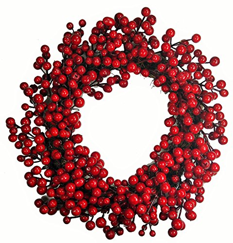 khevga Tür-Kranz Winter Weihnachten Rote Beeren (1, 40)