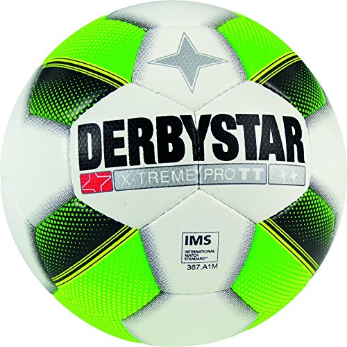 Derbystar Fußball X-Treme Pro TT, Trainingsball, Ball Größe 5 (420 - 440 g), weiß grün gelb, 1119