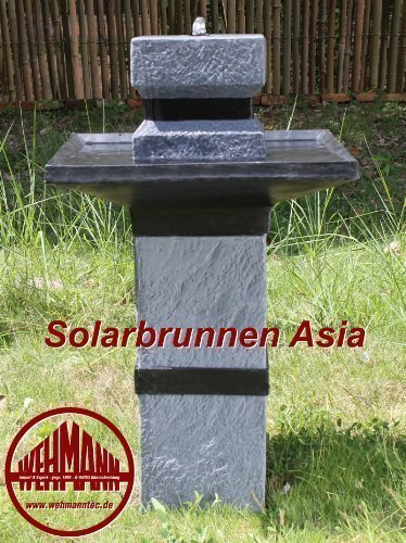 Wehmann Solarbrunnen Asia Solarspringbrunnen Zengarten Brunnen Komplettset für Garten und Terrasse Tag und Nacht !!!