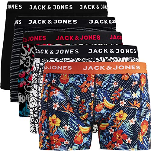 JACK & JONES Herren 5er Pack Boxershorts Mix Unterwäsche Mehrpack,5er Pack Bunt 6 Ohne Wäschesack,L