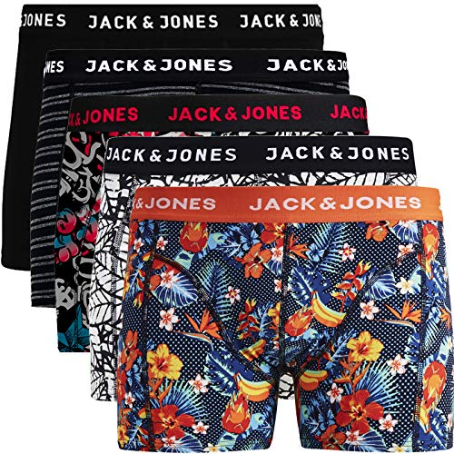 JACK & JONES Herren 5er Pack Boxershorts Mix Unterwäsche Mehrpack,5er Pack Bunt 6 Ohne Wäschesack,L