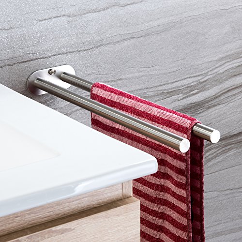 ZUNTO Handtuchhalter Zweiarmig Handtuchstange Bad Wandmontage Doppelt Edelstahl Gebürstet 40cm