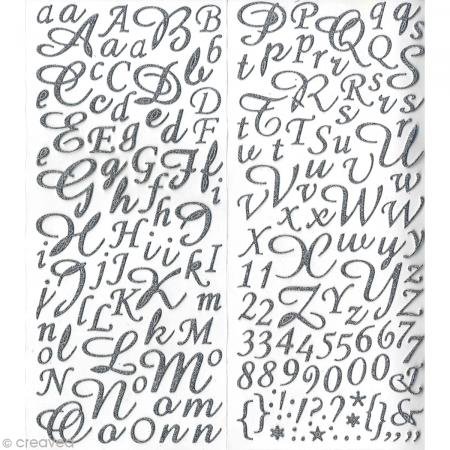 Artemio Artémio Alphabet Glitter-Sticker Silber 177 Doppelseitige, Selbstklebende Buchstaben, Glas, One Size