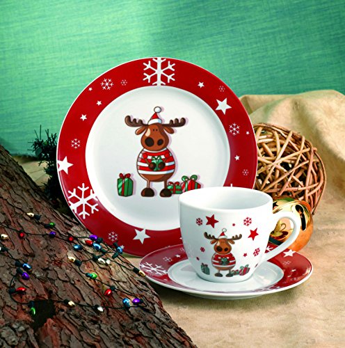 Van Well Kaffeeservice 18-tlg. Weihnachtsdekor Elch