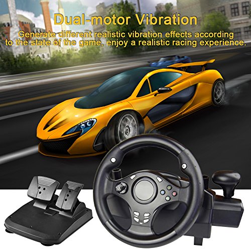 PinPle Game Lenkrad für PS3/PS4/XBOX ONE/XBOX 360/NS SWITCH/PC/Android, mit Pedalen, Schalthebel schwarz