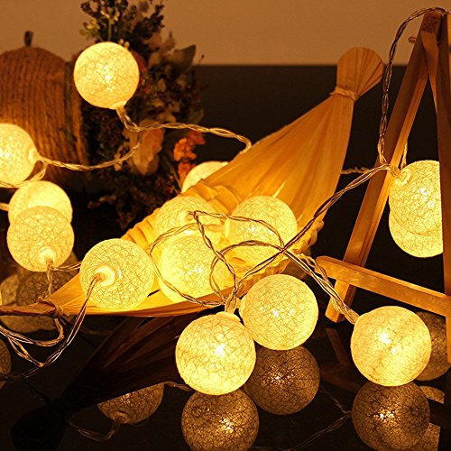 ELINKUME LED Lampion Lichterkette 20er Partylichterkette Deko für Innen Balkon Party Hochzeit Feiertag batterie-betrieben Kugeln/Bälle Lampions 3.3m warmweiß