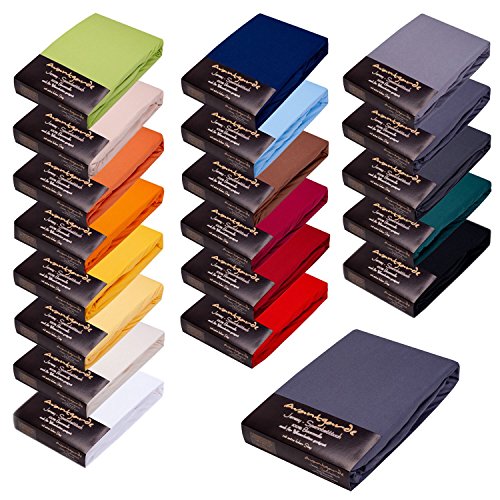 Avantgarde-Spannbetttücher WASSERBETT/BOXSPRINGBETT - SPANNBETTLAKEN - EXTRA HOHER Steg - 100% FEINSTE MAKO-Baumwolle - SEHR Gute 165 g/m² 140x200 bis 160x220 Farbe: 19 dunkelgrau