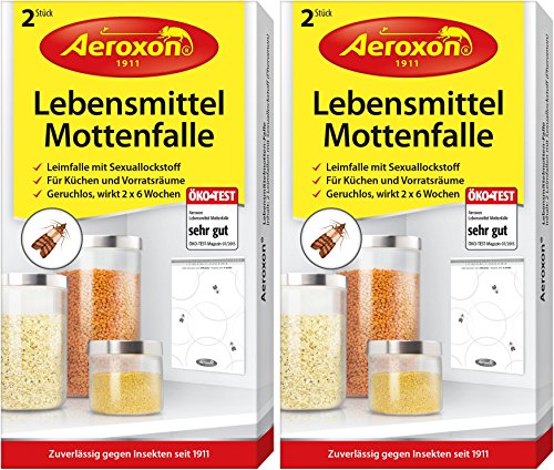 Aeroxon Lebensmittelmottenfalle mit Pheromonen - Zweierpack = 4 Stück