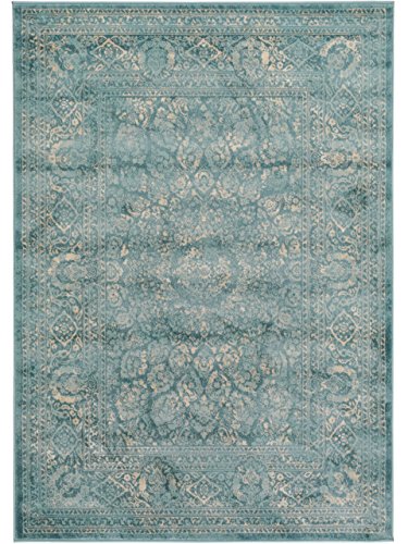 Benuta Vintage Teppich Im Used-Look, Kunstfaser, Blau, 120 x 170.0 x 2 cm