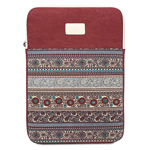 Feisman 11-12 Zoll wasserdicht Leinwand Laptop Schutzhülle Tablet Tasche für MacBook Air 11,6-Zoll / neu Macbook 12 '/ Oberfläche Pro 4,3 / Chromebook Notebook Tasche -(Rot)