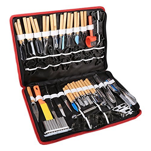 80 teilig Schnitzwerkzeuge Ausstecher Ausstechformen Carving Werkzeug Set Schnitzmesser Handwerkzeug für Obst Gemüse Garnieren Schneiden