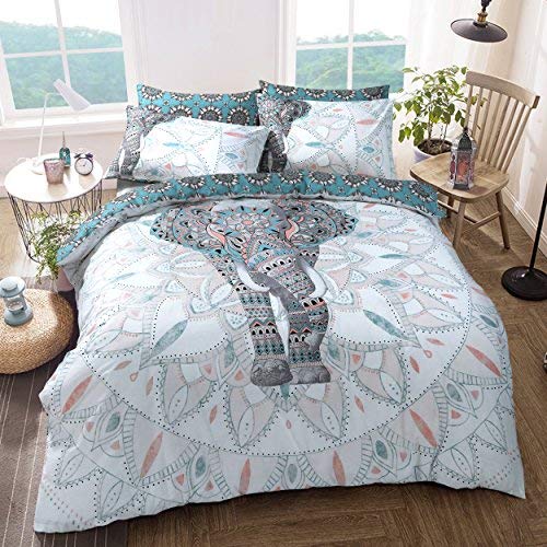 Sleep Down Bettwäsche-Set für Einzelbett, Baumwolle, Elefant Mandala