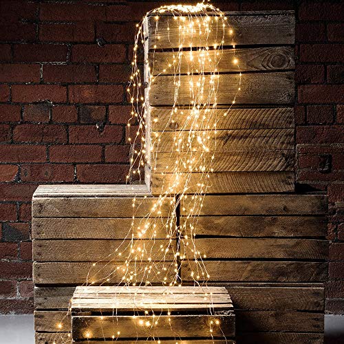 Solarbetriebene Filial-Färenlichter, 10 Strands 200 Leds wasserdichte Timbo String Lights Wasserfall Dekorative Silberdraht-Solarleuchten für Outdoor, Garten, Party, Hochzeit, Weihnachtsbaum