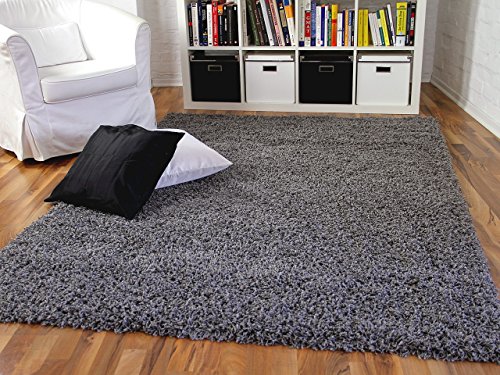 Aloha Hochflor Langflor Shaggy Teppich Anthrazit - Sofort Lieferbar in 8 Größen