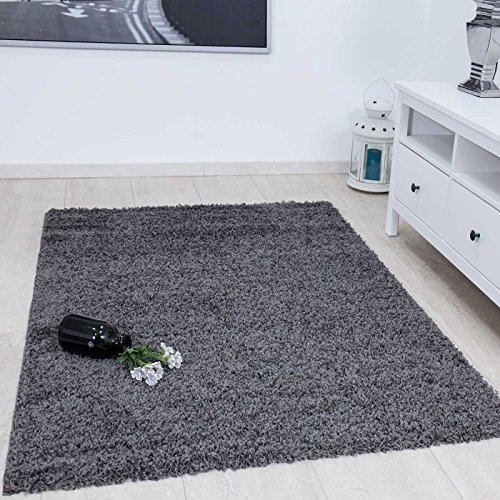 Prime Shaggy Teppich Farbe Anthrazit Hochflor Langflor Teppiche Modern für Wohnzimmer Schlafzimmer - VIMODA, Maße:80x150 cm