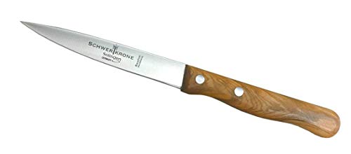 Schwertkrone Spickmesser Küchenmesser Holzgriff Olive Gemüsemesser scharf Schälmesser Solingen Olivenholz