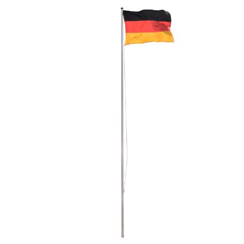 Vanage Aluminium Flaggenmast/Fahnenmast, Höhe von ca. 6,50 m, inklusive Deutschland-Flagge ca. 120 x 80 cm und Bodenhülse