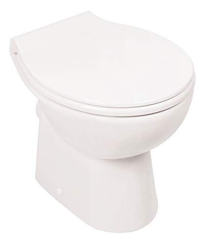Calmwaters - Spülrandloses Stand-WC mit waagerechtem Abgang als Tiefspüler im Set mit WC-Sitz - 07AB3132