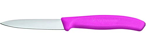 Victorinox Küchenmesser für Gemüse (8cm Klinge, Rutschfester Griff, Mittelspitz, Edelstahl, Spülmaschinengeeignet) pink