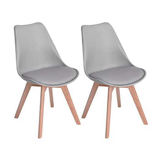 EGGREE Skandinavien Esszimmerstühle mit Massivholz Buche Bein, Retro Design Gepolsterter Stuhl Küchenstuhl Holz