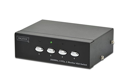 DIGITUS Professional VGA Video Switch/Umschalter, 4 Eingänge - 1 Ausgang, 250MHz, bis 1920x1080 Pixel, inkl. Netzteil