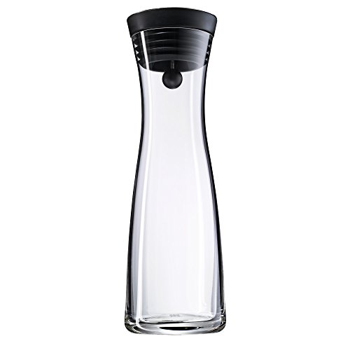 WMF Basic Wasserkaraffe, 1,0l, Höhe 29cm, CloseUp-Verschluss, schwarz, Glas Cromargan Edelstahl rostfrei