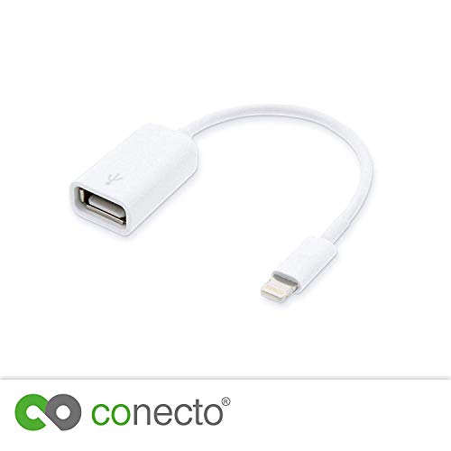 conecto USB-OTG Adapter-Kabel mit 8-pin-Stecker für Apple iPhone 5-7 + iPad Mini, Air für Digital-Kamera, weiß, ab IOS Version 10.2