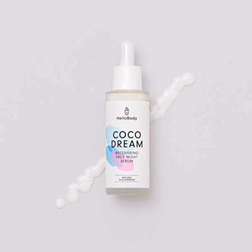 HelloBody Coco Dream Recovering Face Night Serum (30 ml) - Veganes, erholendes Serum - Hyaluron Serum mit Repair Complex - Hyaluronsäure Gesichtsserum - Kokos