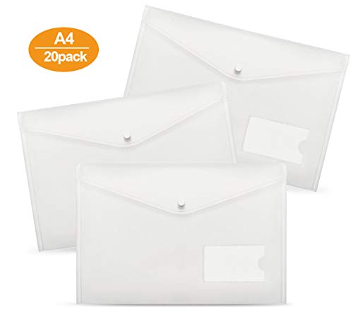 Dokumententaschen A4-20 Stück A4 Dokumententasche Sichttaschen für Dokument Speicherung mit druckknopf und Tasche