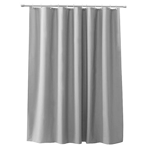CLOFY Duschvorhänge, Duschvorhang aus Polyester, Anti-Schimmel, Uni Grey - Anti-Bakteriell,Wasserdichtes Design, mit 12 Duschvorhangringen, 180 x 180 cm, Grau