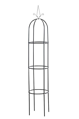 CLP Rankhilfe ROMANTIKA V2 aus Metall | Witterungsbeständige freistehende Ranksäule | Durchmesser: 38 cm | Höhe: 190 cm Schwarz, Einzeln