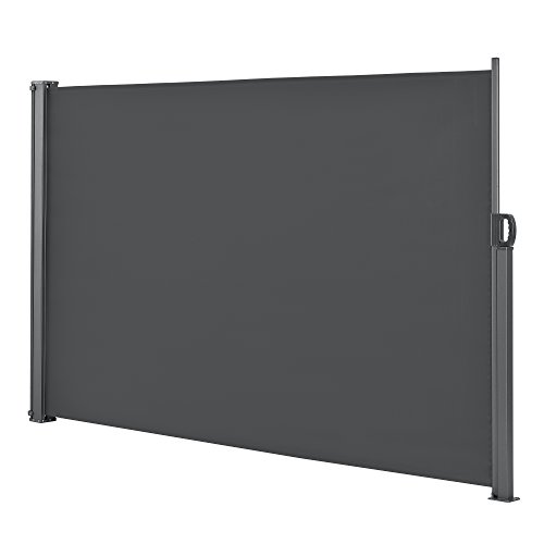 [pro.tec] Seitenmarkise 180 x 300 cm Grau Sichtschutz Markise Sonnen- & Windschutz