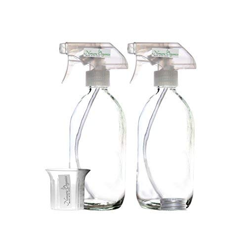 Nomara Organics Sprühflaschen BPA-frei Klar Glas 2 x 300 ml. Nachfüllbar/Kochen/organische Schönheitsprodukte/Essigmischung