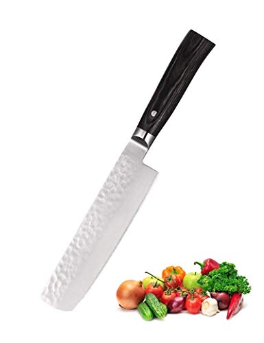 hecef Küchen koch Messer, Kohlenstoffgehalt Obst & Gemüse Kochen Nakiri Messer 7 Zoll (7'' Nakiri Messer)