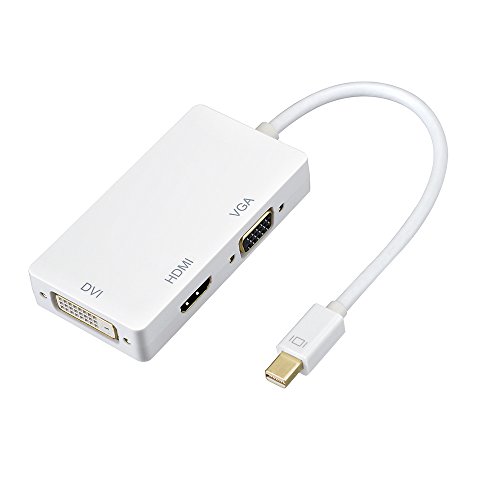 Topop 3 in 1 Thunderbolt Port Mini Displayport auf HDMI DVI VGA Adapter Kabel für Apple MacBook Air, iMac, Mac Book Pro, Mac mini, Microsoft Surface Pro/ Pro 2/ Pro 3, Thinkpad / Carbon/ Touch/ Helix weiß