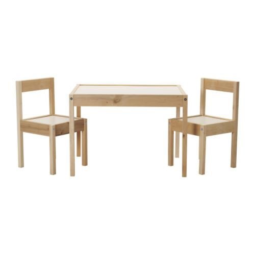 IKEA LÄTT Kindertisch mit 2 Stühlen, weiß, Kiefer