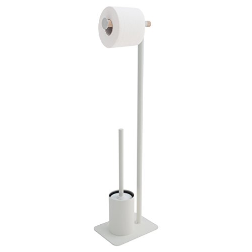 Sealskin Stand WC-Garnitur Brix, WC-Butler aus Metall und Holz, Farbe: Weiß, 20 x 15 x 71,5 cm