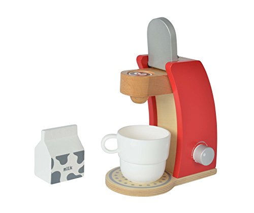 Eichhorn 100002489 Kaffeemaschine aus Holz, Inkl. Tasse, Milchbox und Kaffeepad, 12x18,5x20,5cm